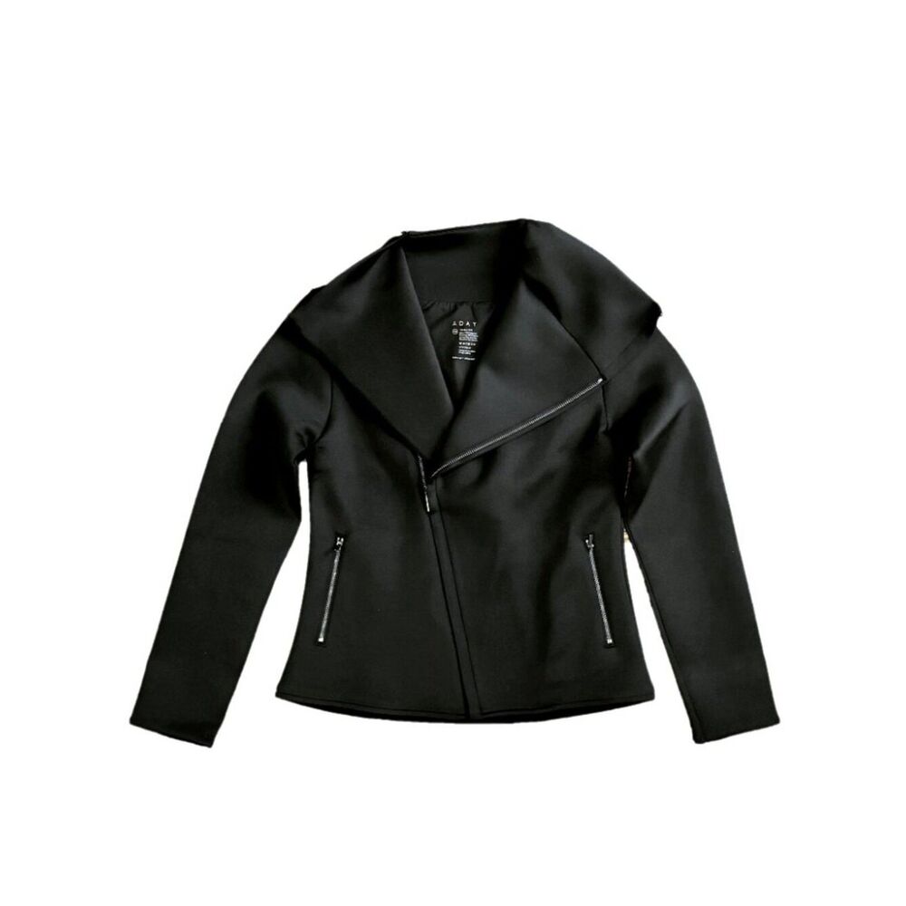 ADAY Up In The Air Jacket Black NWT XS Recycled Scuba Asymmetric Zip